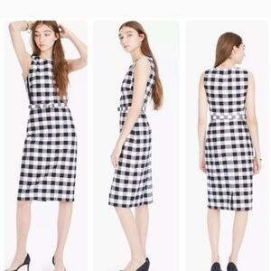 J. Crew Navy and White Gingham Midi Dress